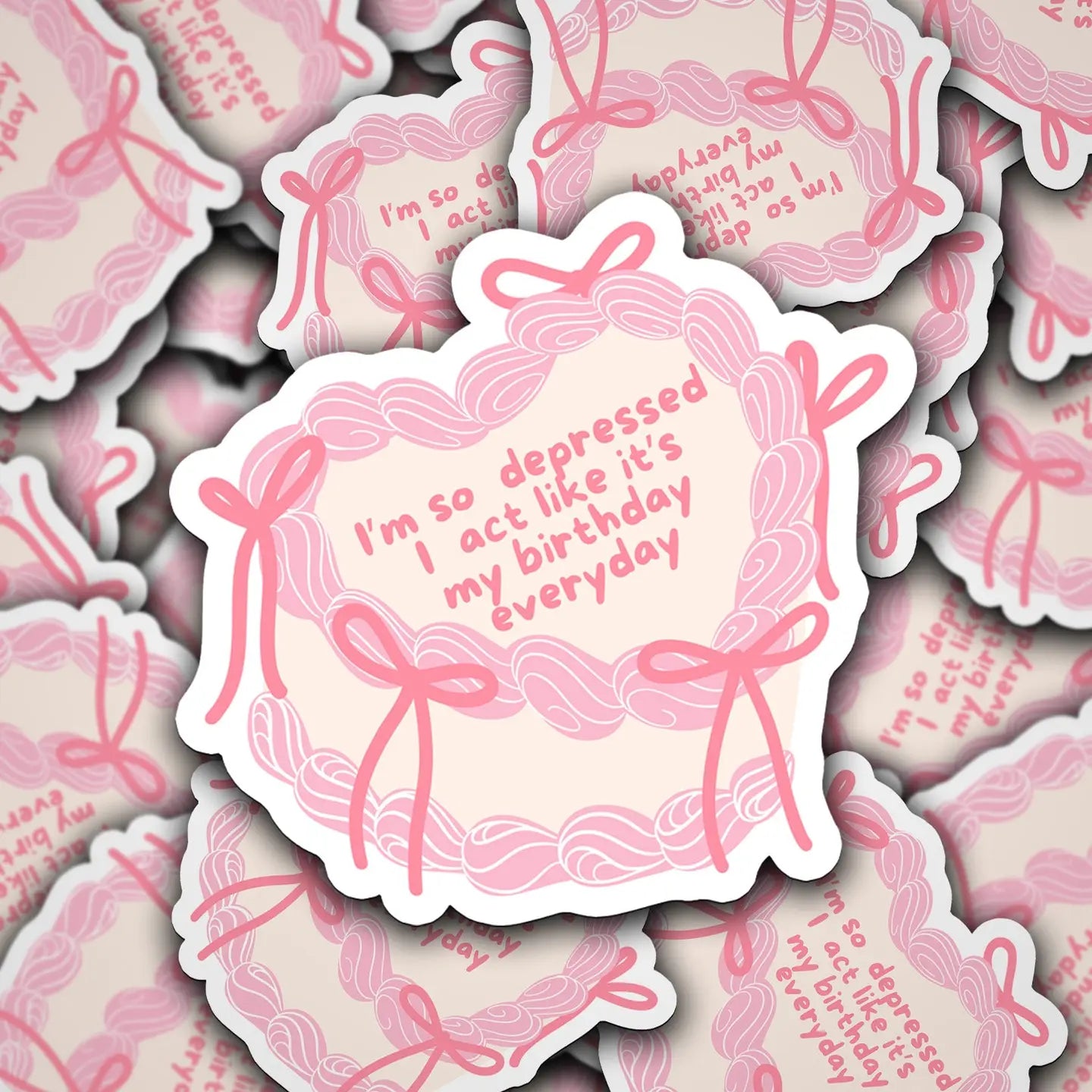 Vintage Birthday Cake Sticker