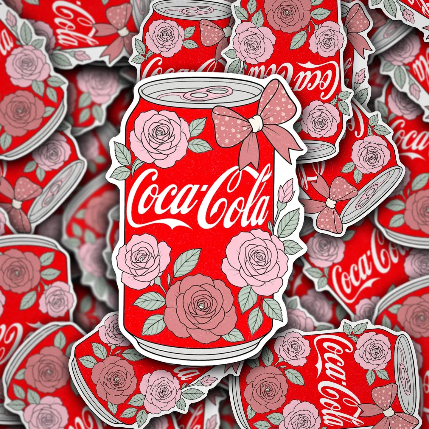 Floral Red Soda Sticker